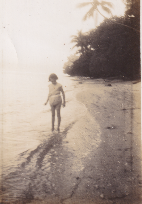 Patricia Towner on a beach in Kavieng