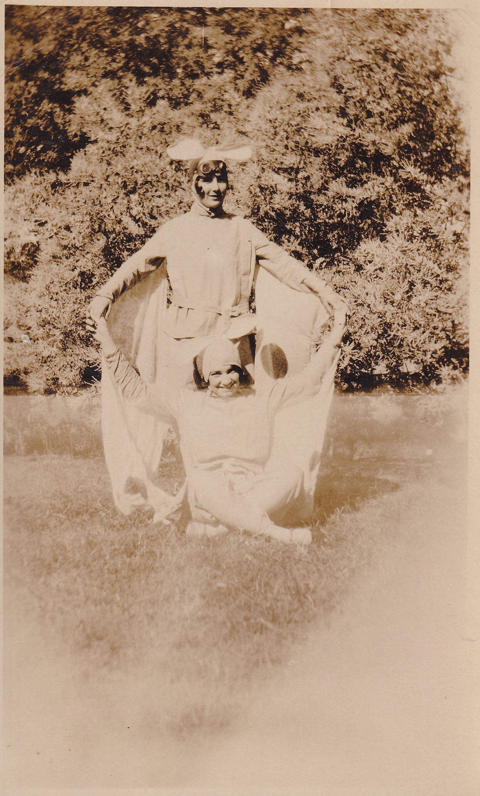 Fancy dress, probably in Bauple, about 1930, everyone was supposed to dress as pilots, only problem was, nobody knew what a pilot looked like