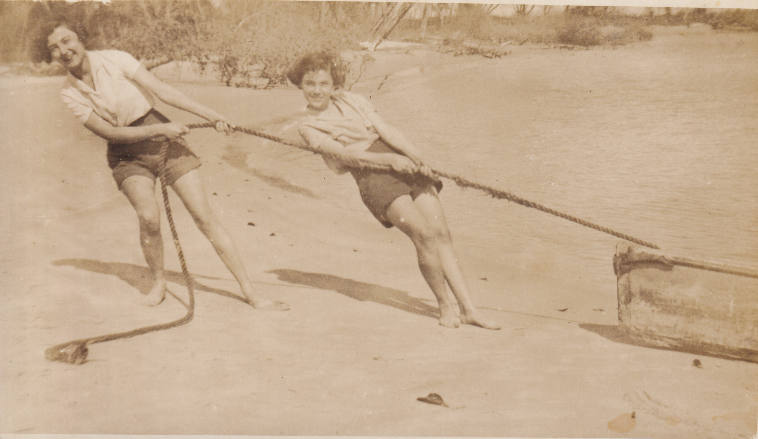 Veronica and Pauline Baker on a beach somewhere