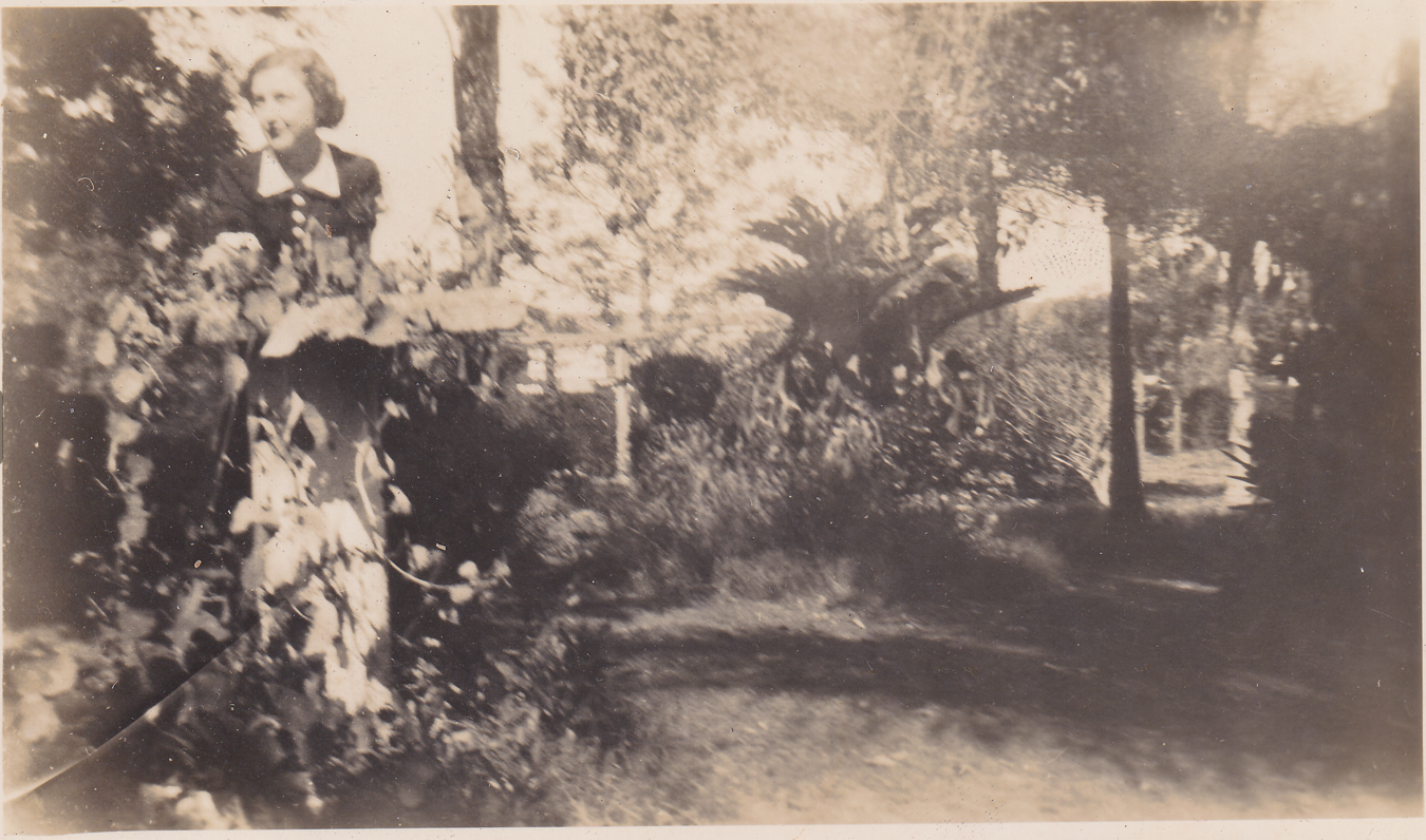 Veronica Baker in a garden somewhere