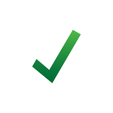 Green checkmark on a white background.