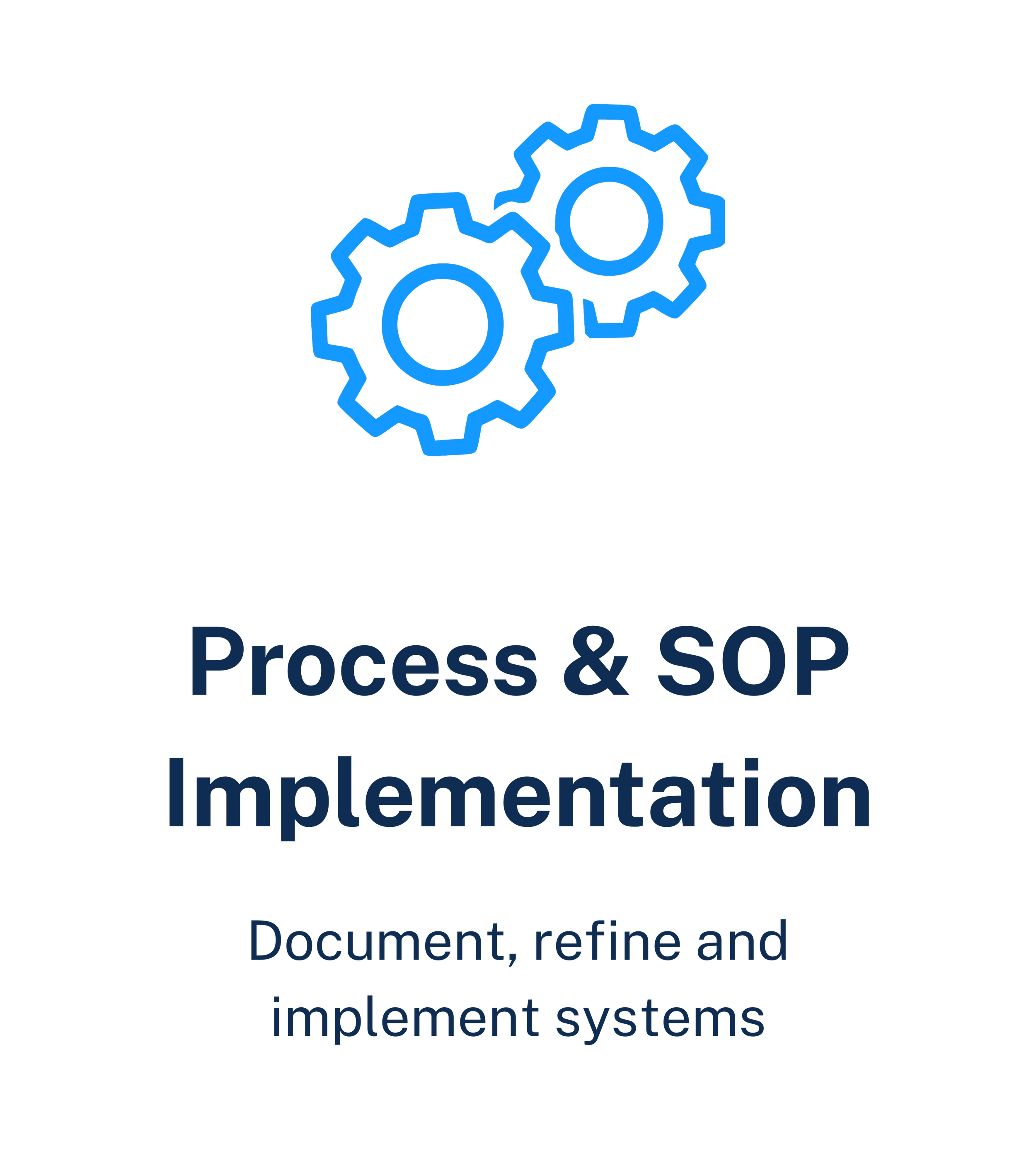 Process and standard operating procedure implementation service helping businesses document, refine and standardise workflows.