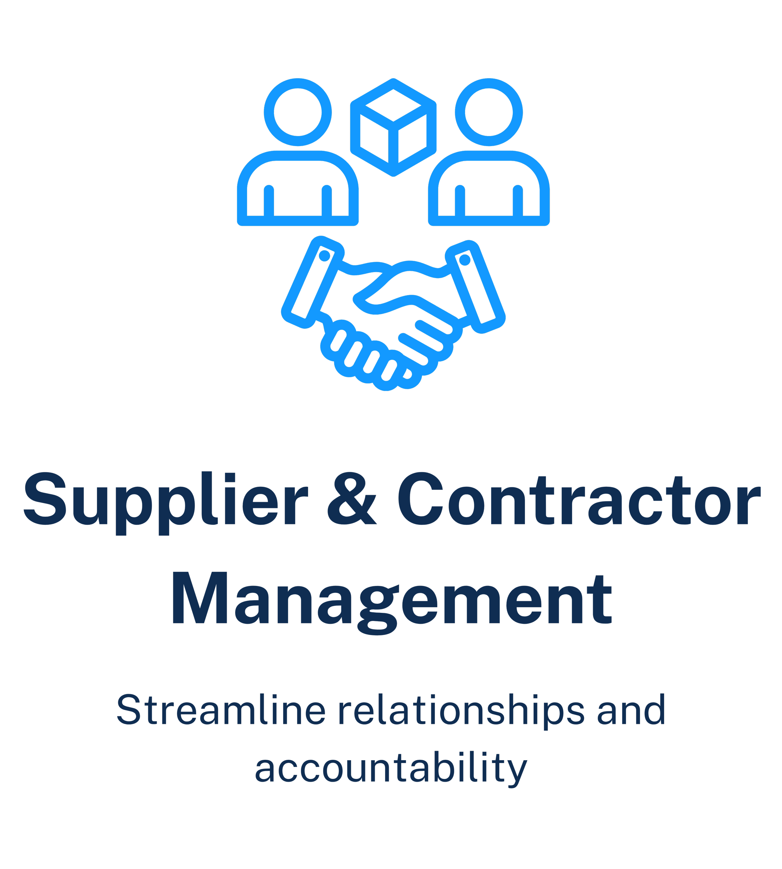Supplier and contractor management service improving communication, accountability and supplier performance.