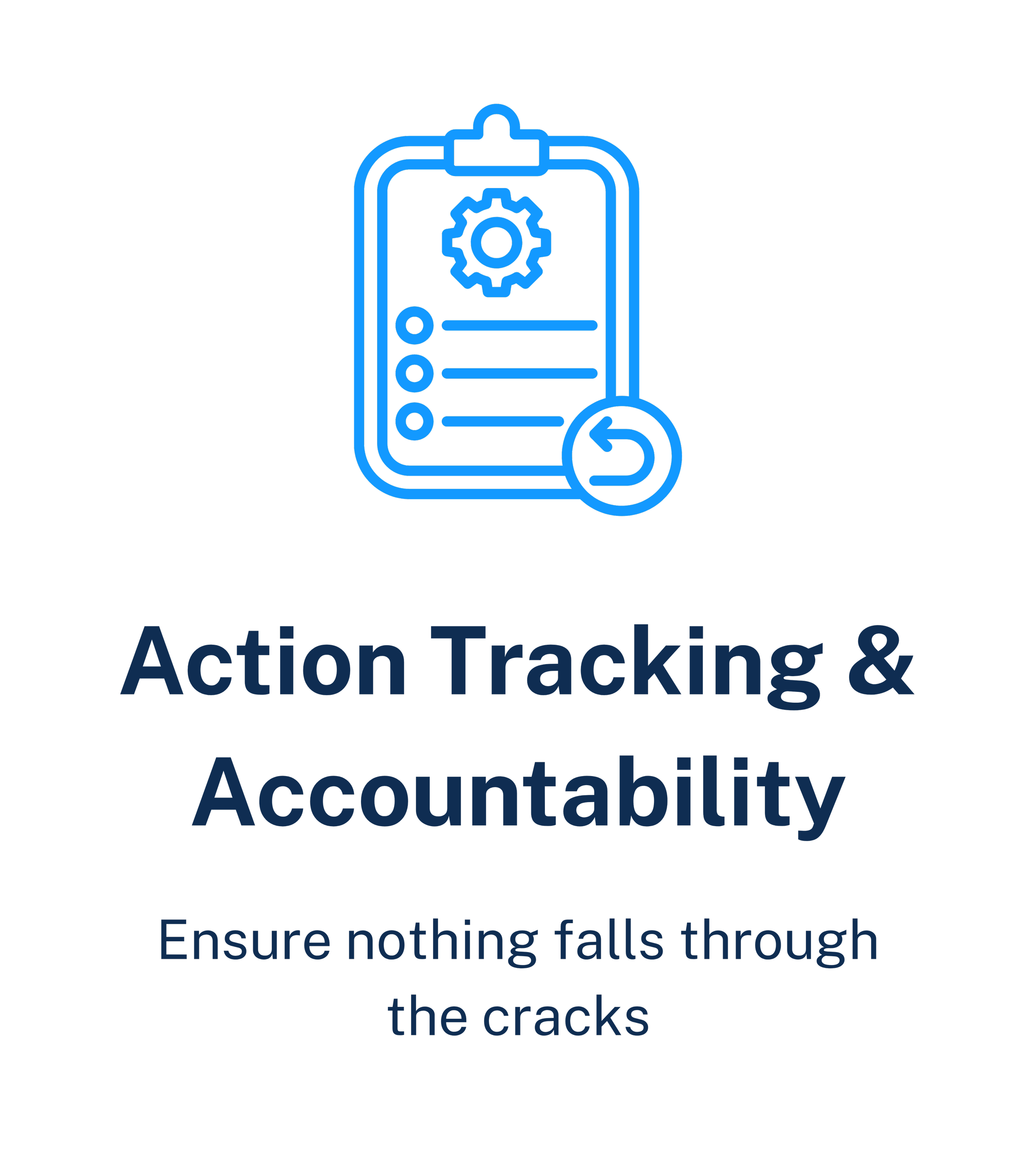 Action tracking and accountability service helping businesses monitor tasks, follow up on commitments and improve operational execution.