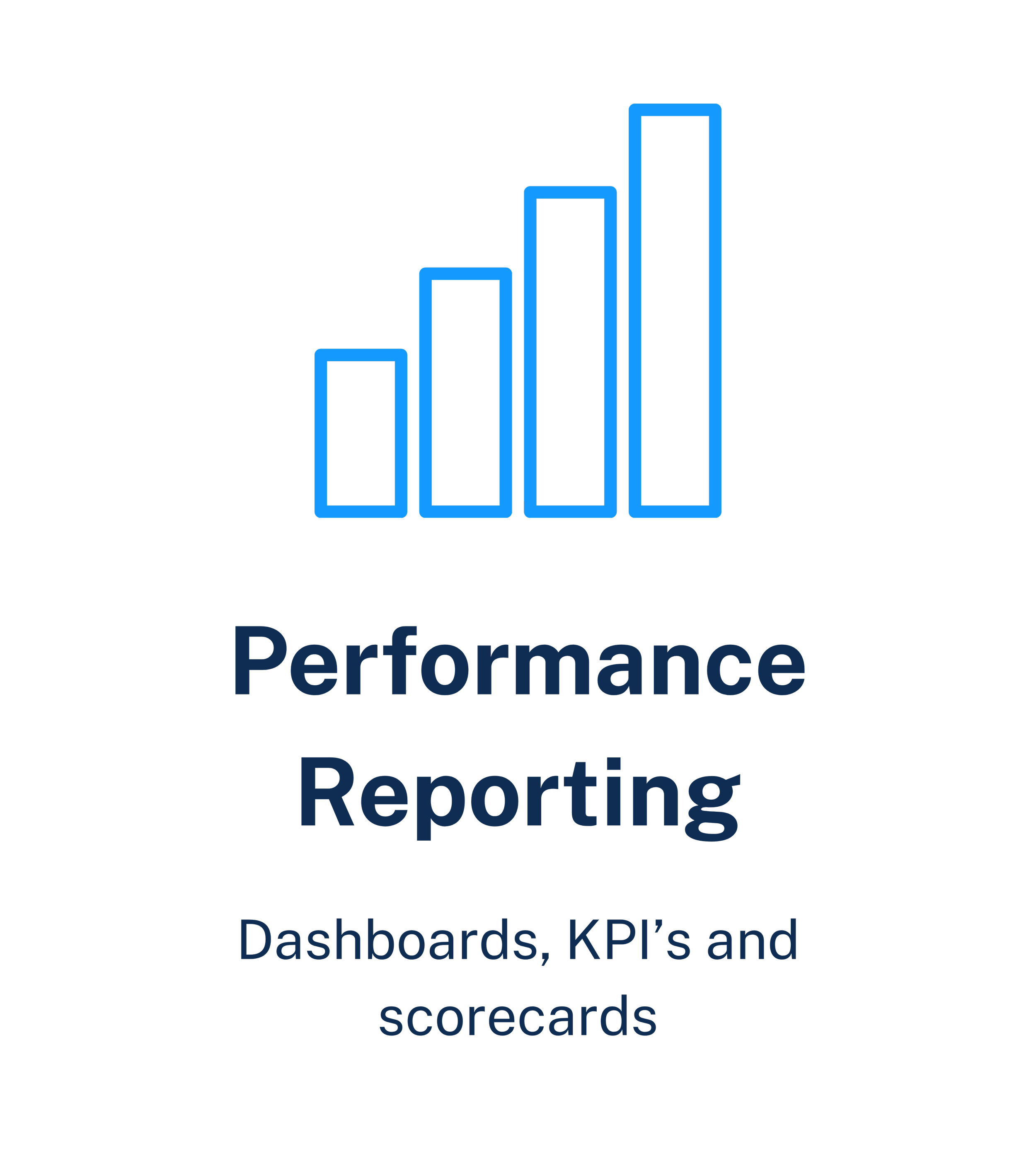 Performance reporting service using dashboards, KPIs and scorecards to measure and improve business performance.