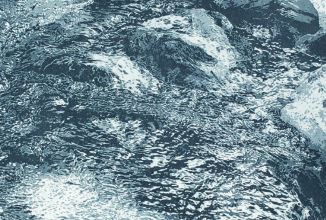 Une illustration stylisée de vagues agitées dans la mer.