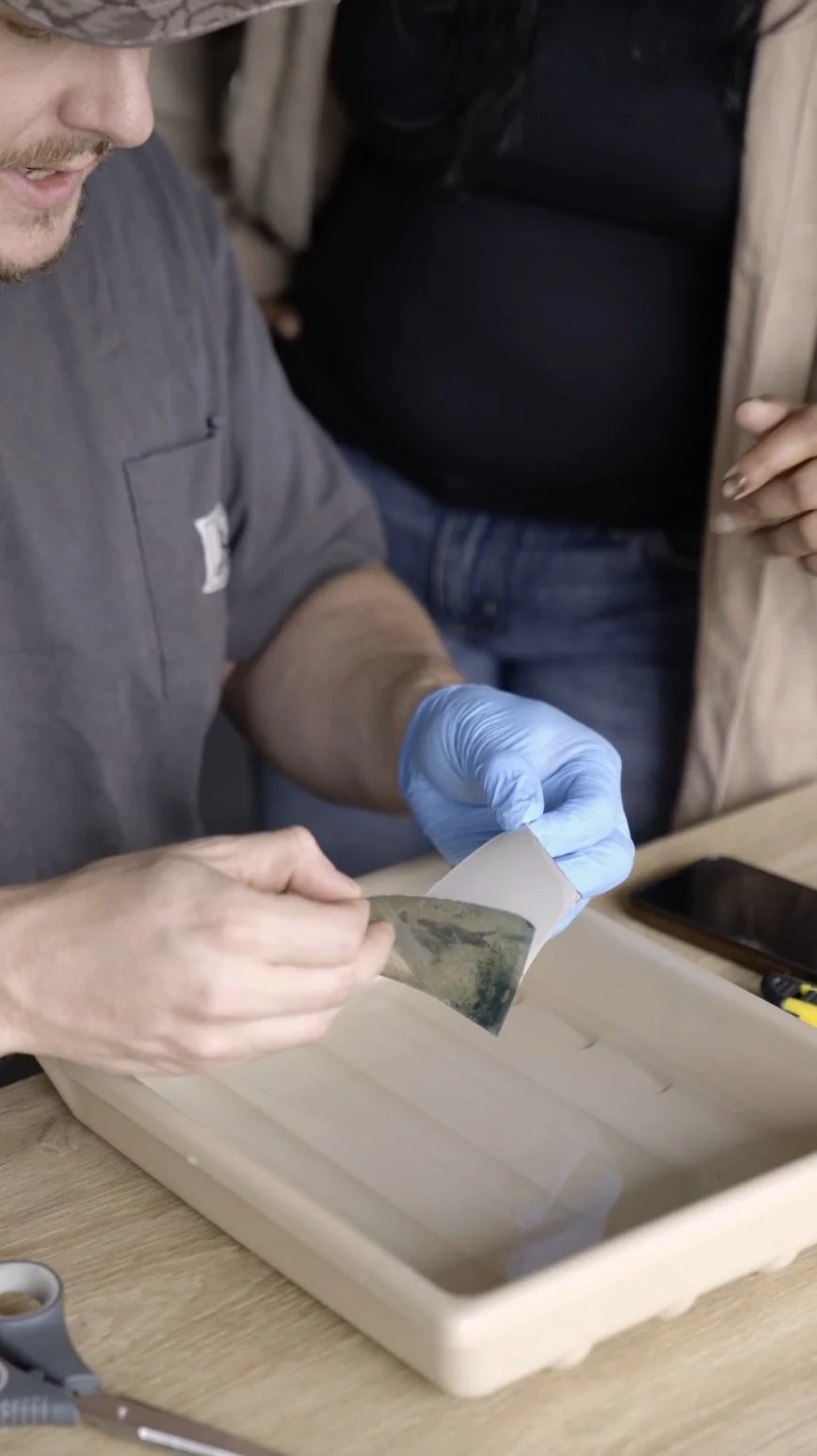 Creating a Polaroid emulsion lift during a workshop at Great Space