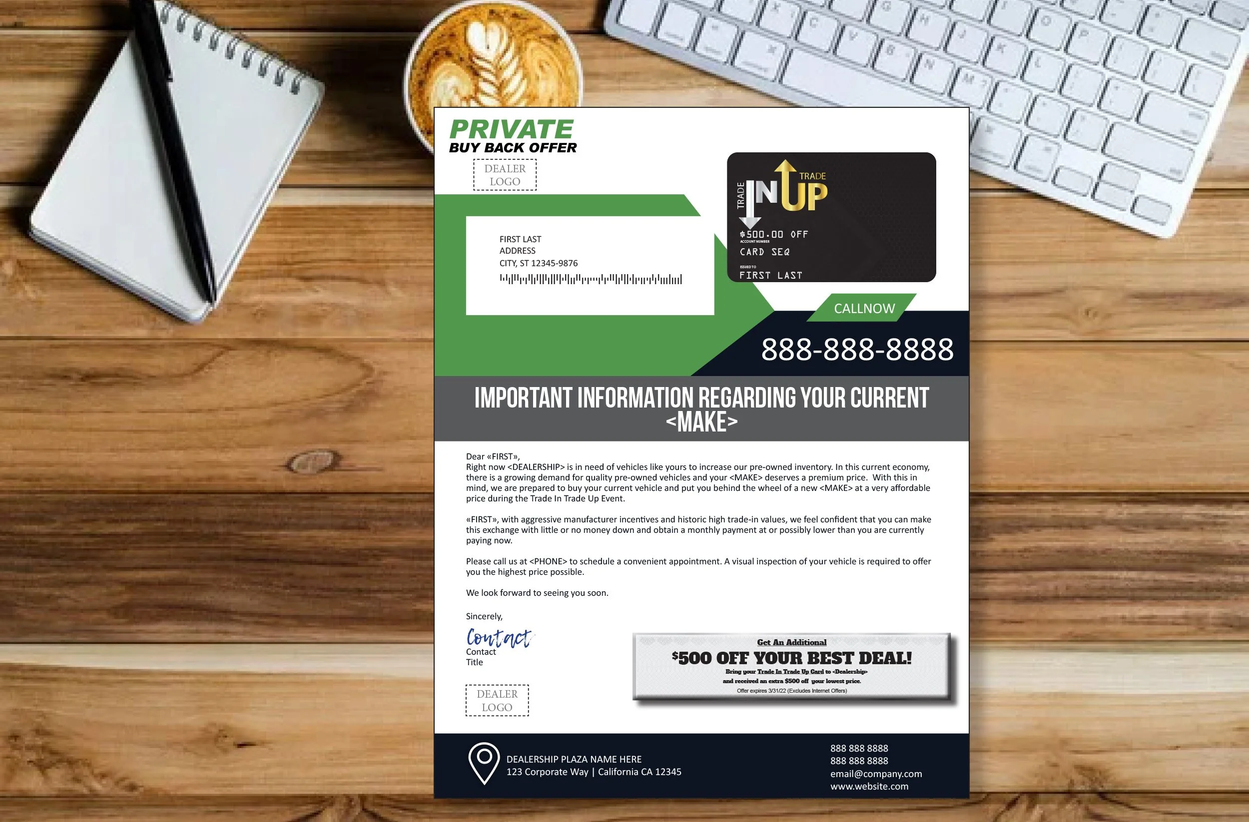 LETTER WITH CREDIT CARD