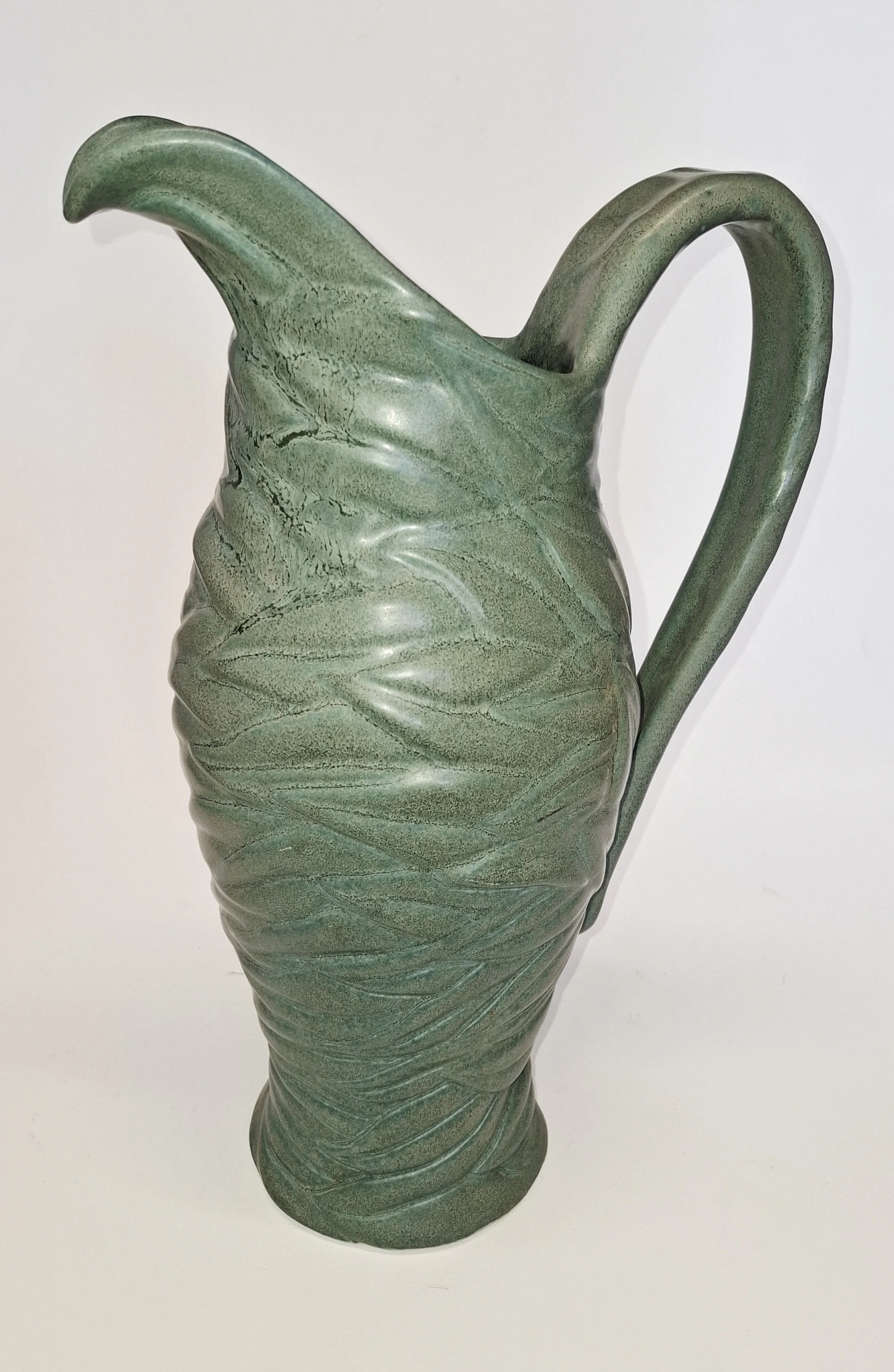 Carved Green Ceramic Jug