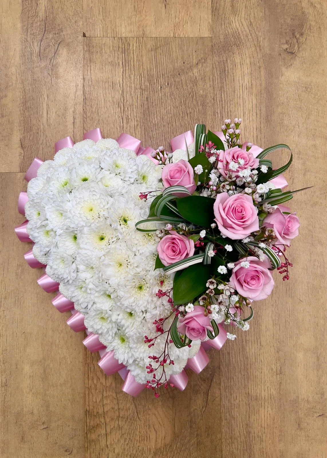 Pink & White Floral Heart