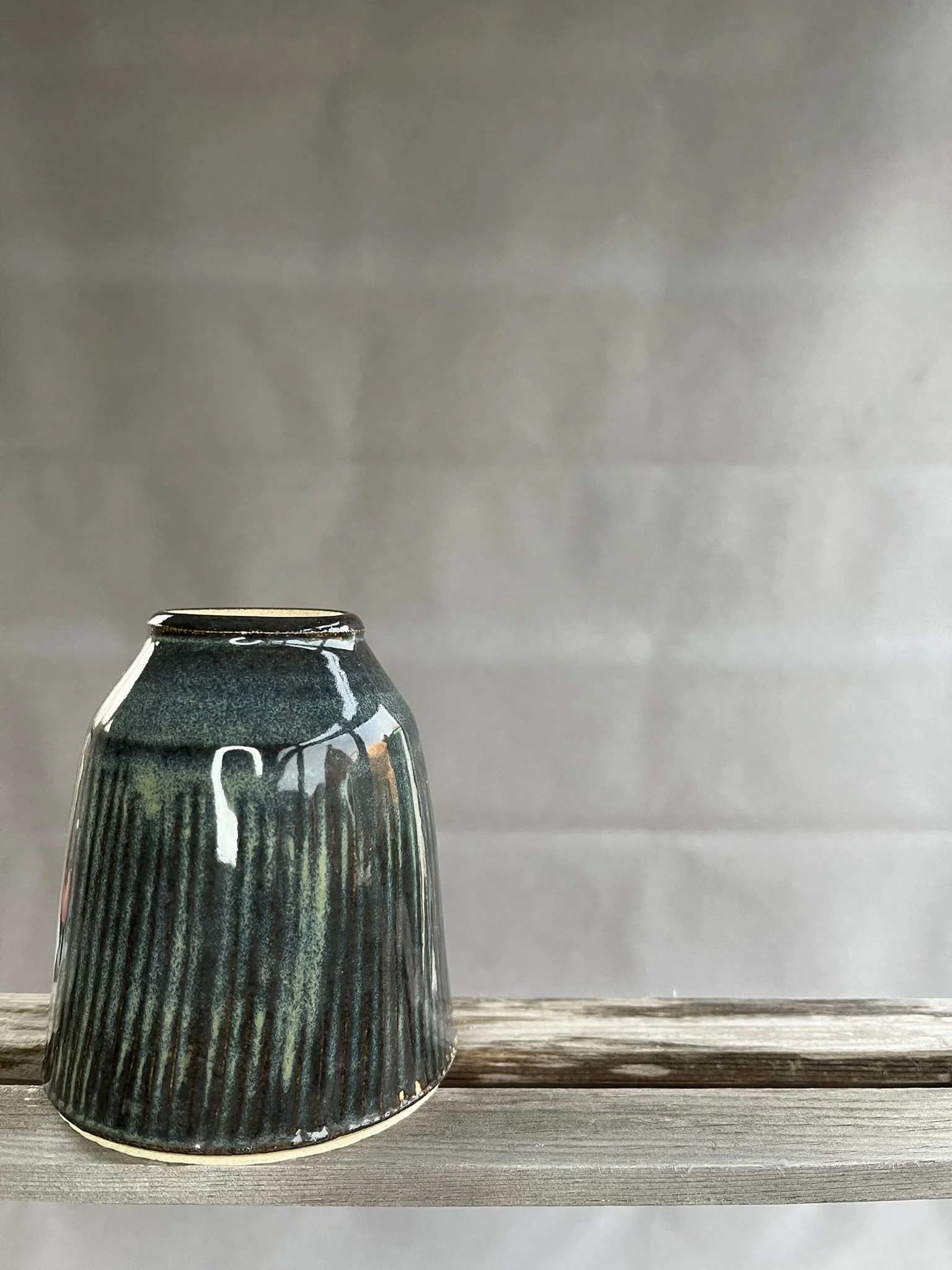 Large ink blue bud vase