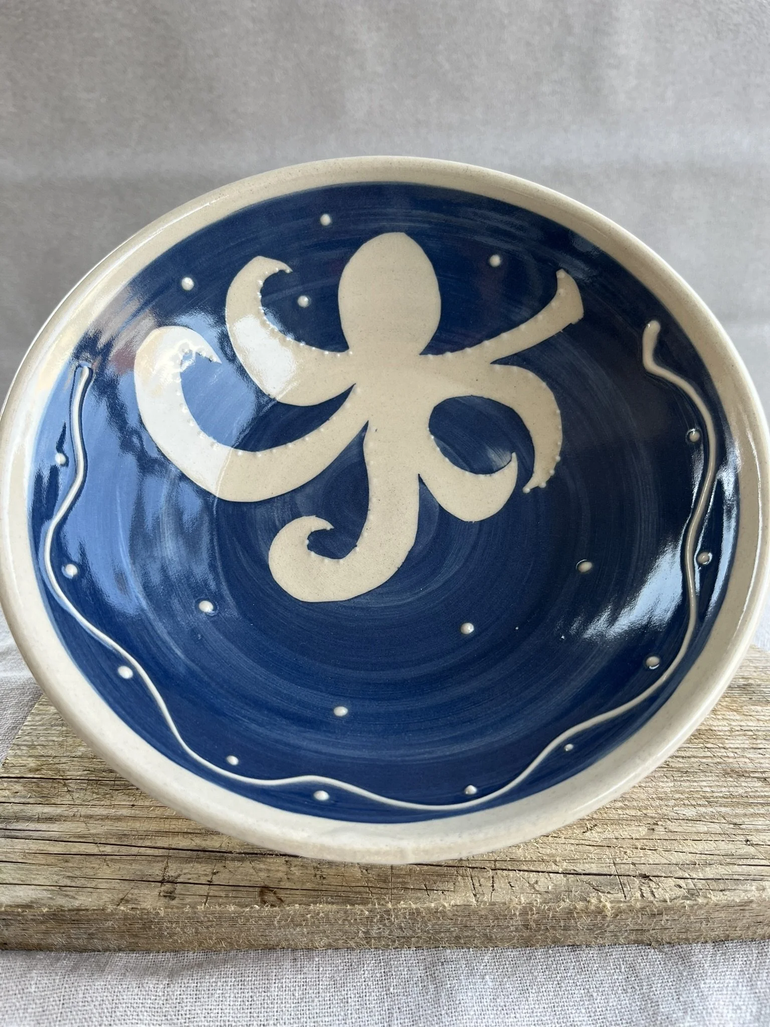 Medium octopus blue bowl