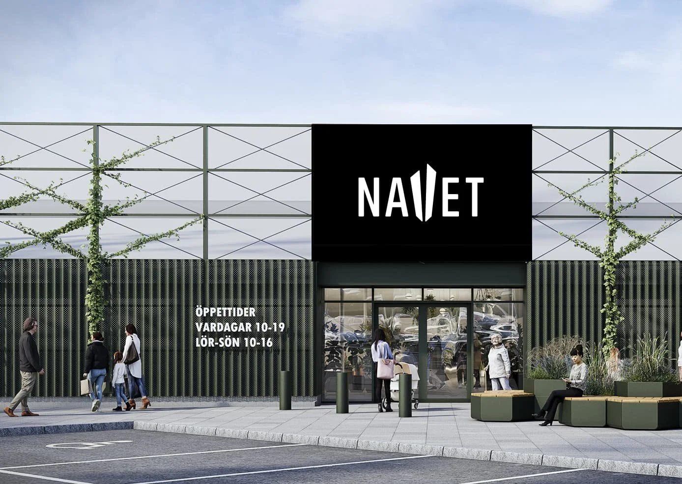 Visualisering av entrén till handelsplatsen Navet i Jönköping.