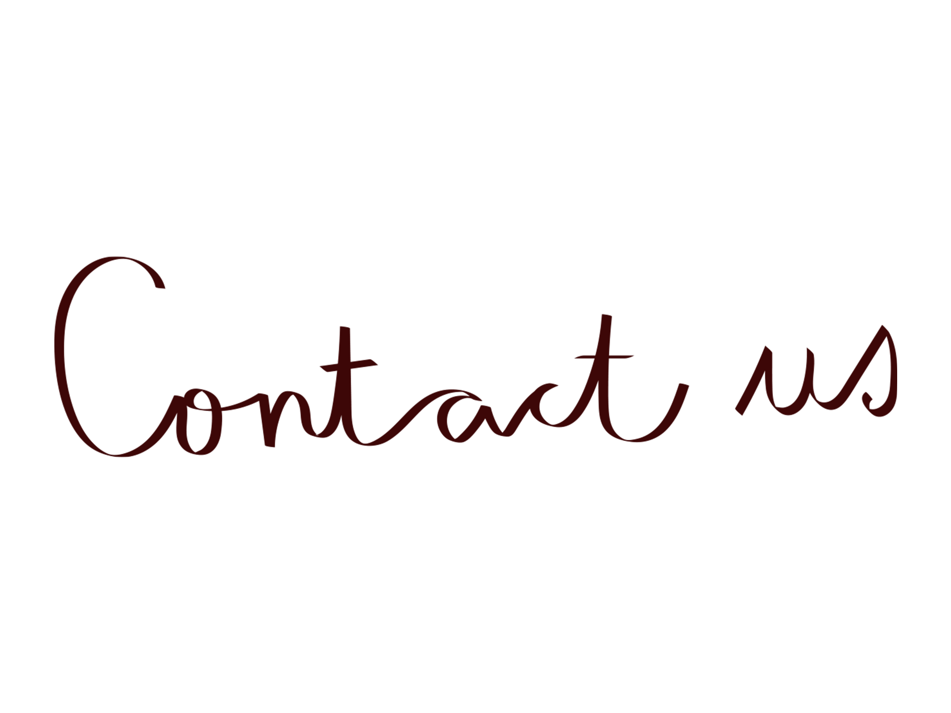 The word 'Contact us' written in large, cursive, dark red font on a black background.