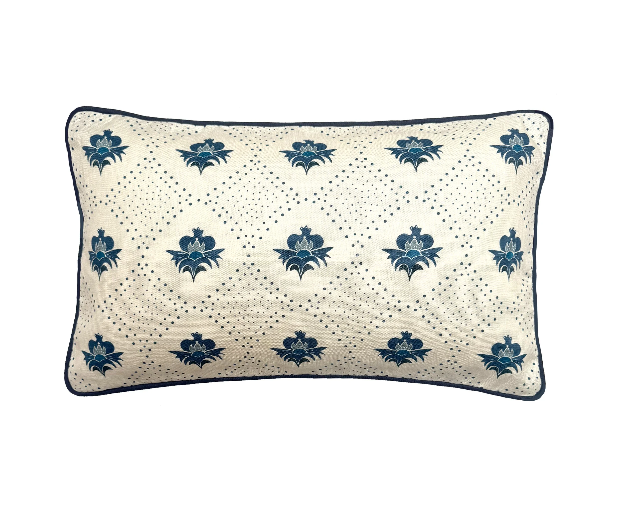 Aubrey Lumbar Cushion Piped - Indigo