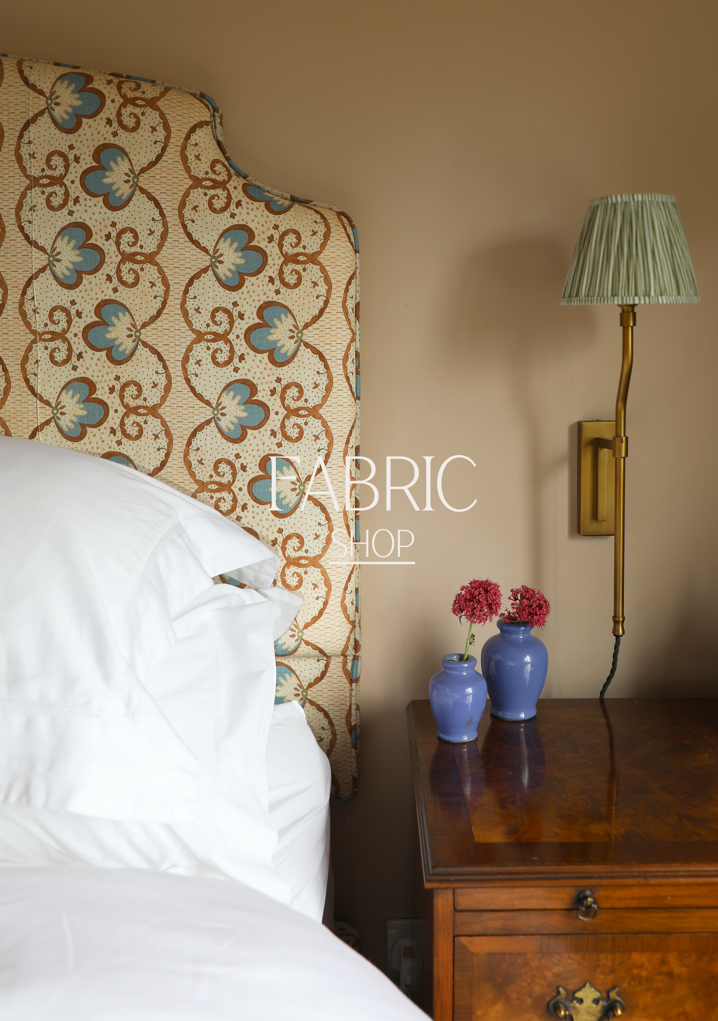 Upholstered headboard flowers for Anna Maria