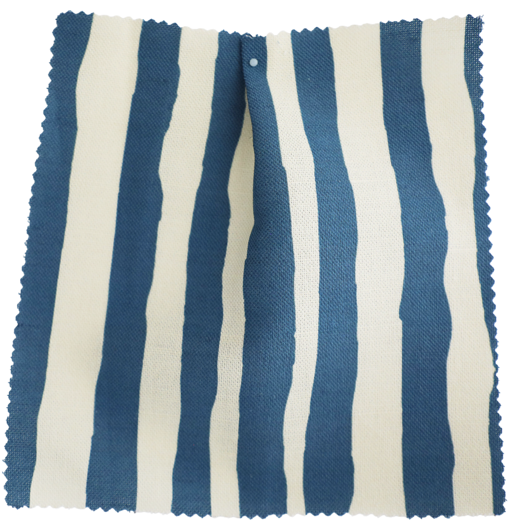 Painted Stripe Fabric Indigo Blue