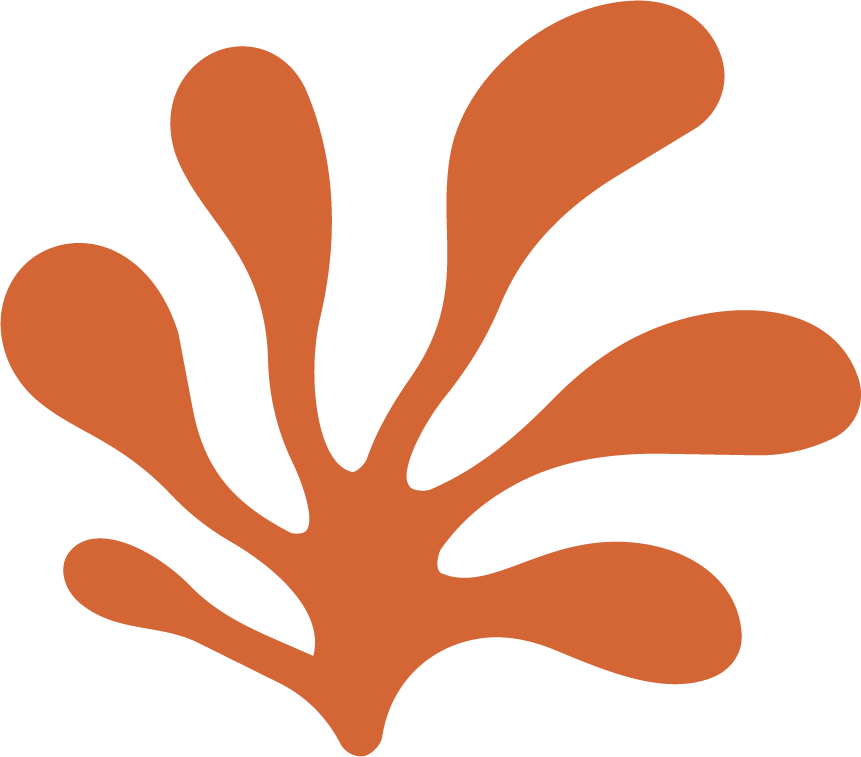 Orange abstract seaweed shape with rounded tips.