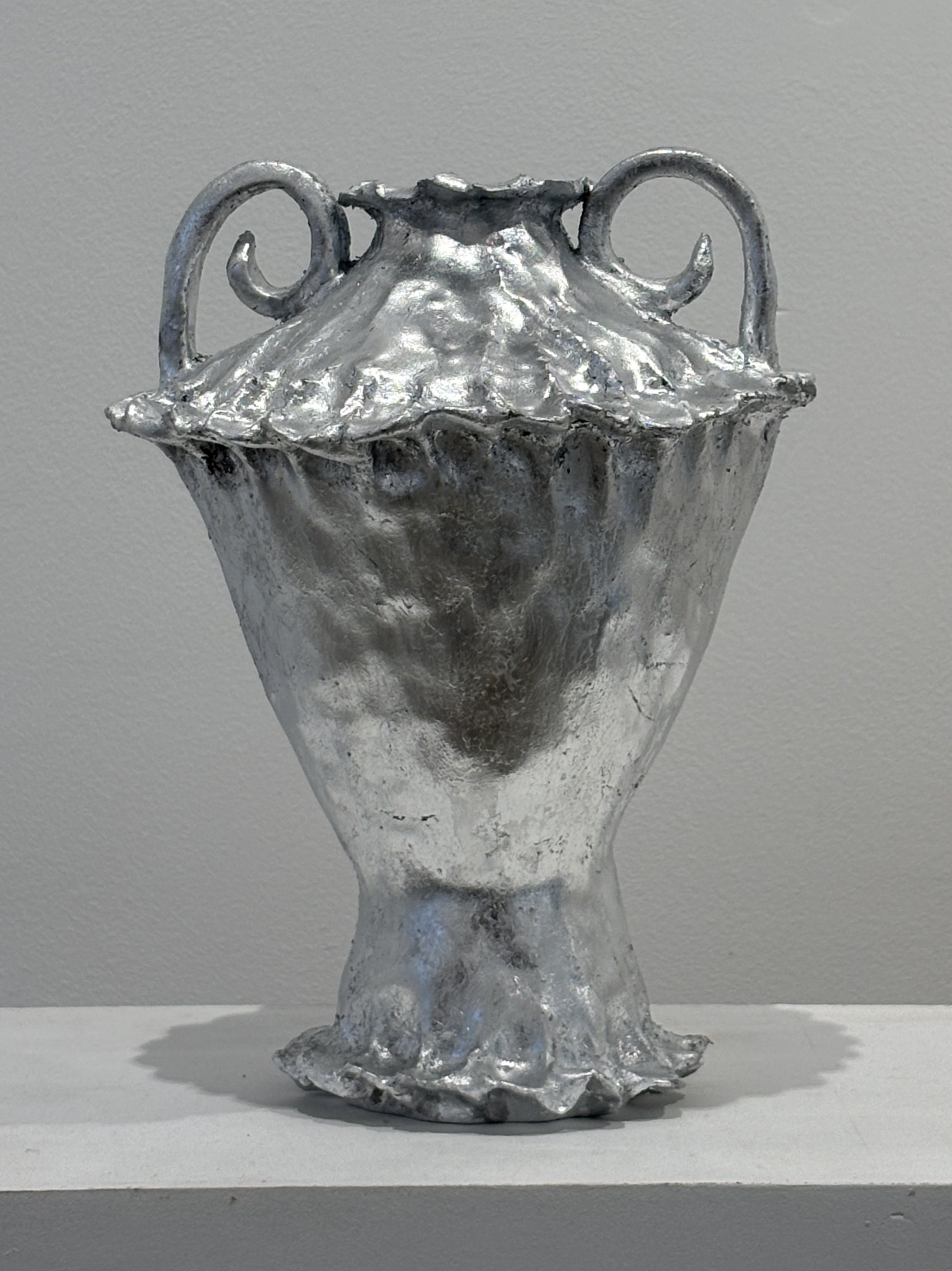 Heavy Metal Vessel 4, stoneware, silver leaf, and varnish, 2026