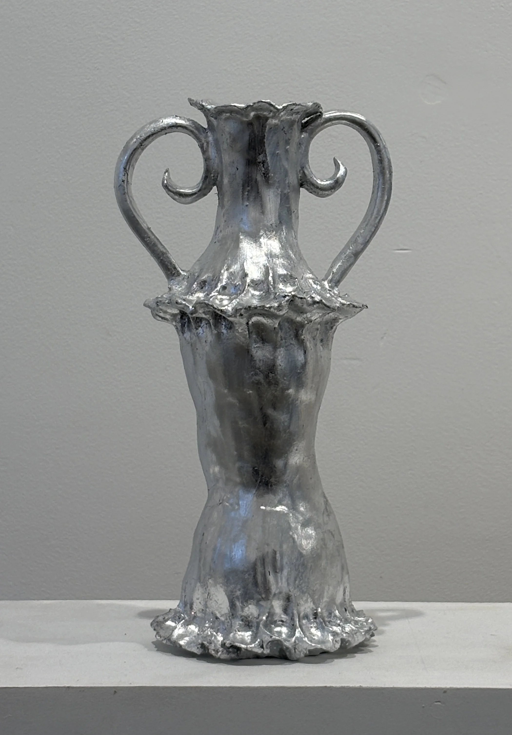 Heavy Metal Vessel 3, stoneware, silver leaf, and varnish, 2026