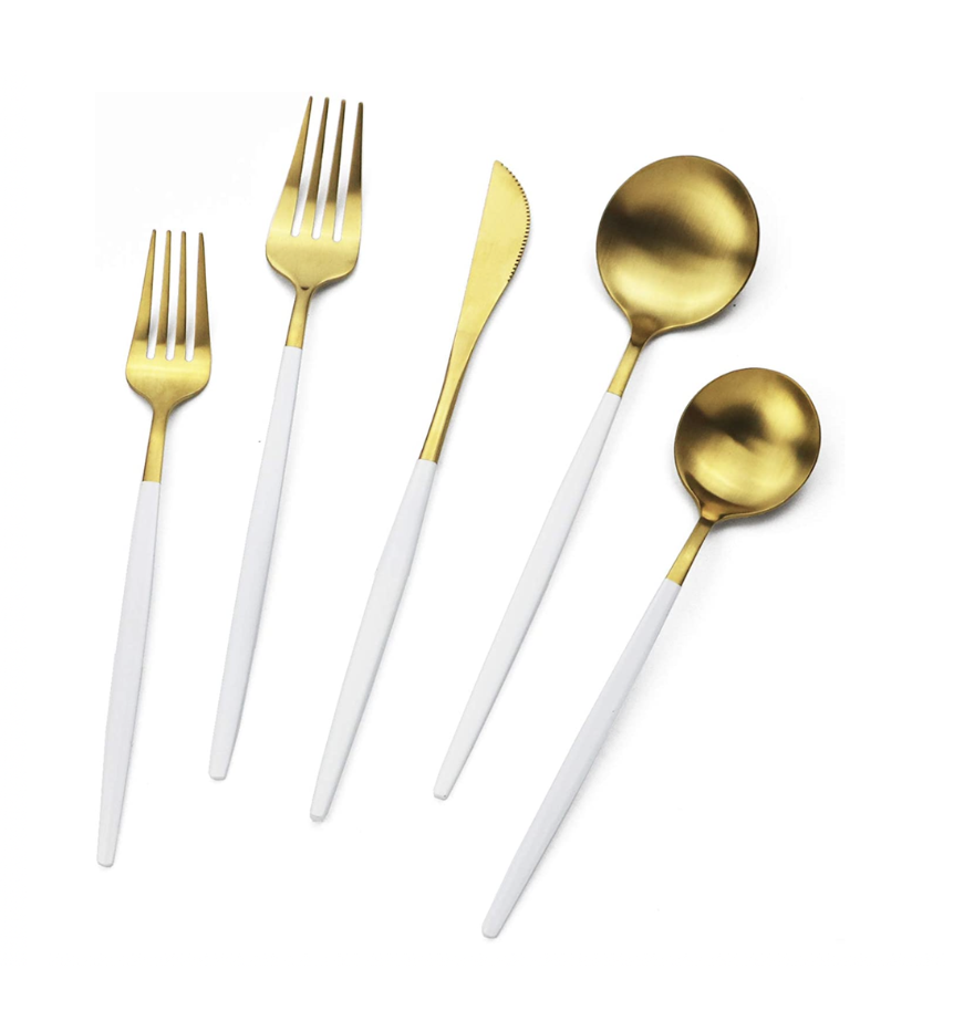 GOLD WHITE - DIPPED FLATWARE | $1 PER UTENSIL