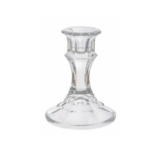 CLEAR TAPERED CANDLESTICK HOLDER | $3