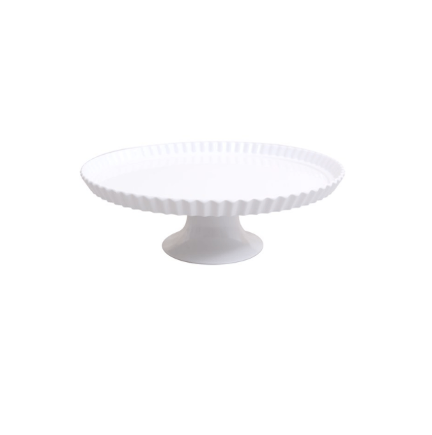 WHITE RIBBED CAKE STAND | $10