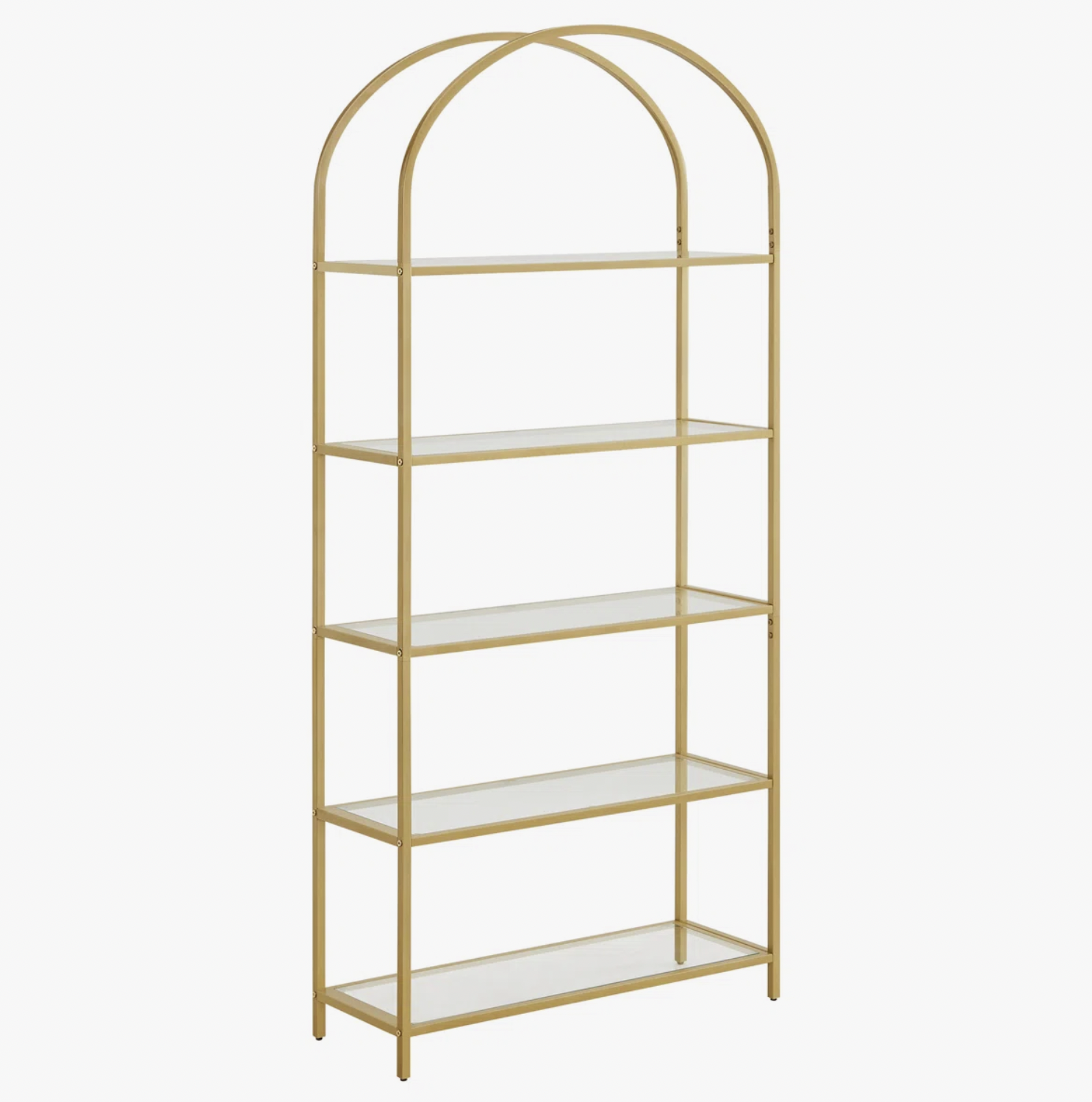 ARCHED GOLD + GLASS SHELVES | $125