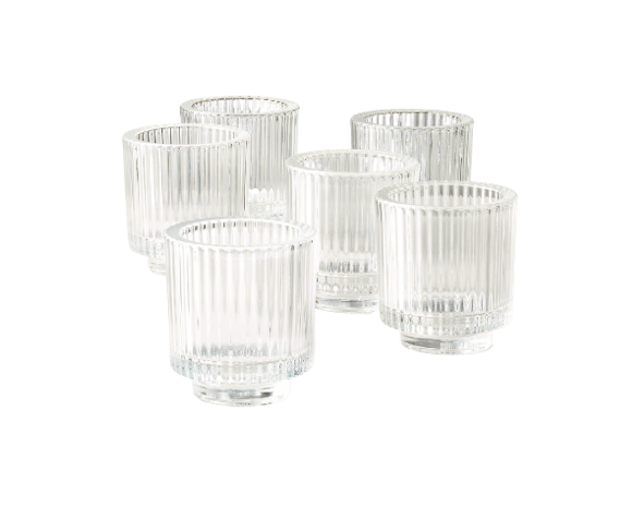 MINI CLEAR RIBBED VOTIVE | $1.50