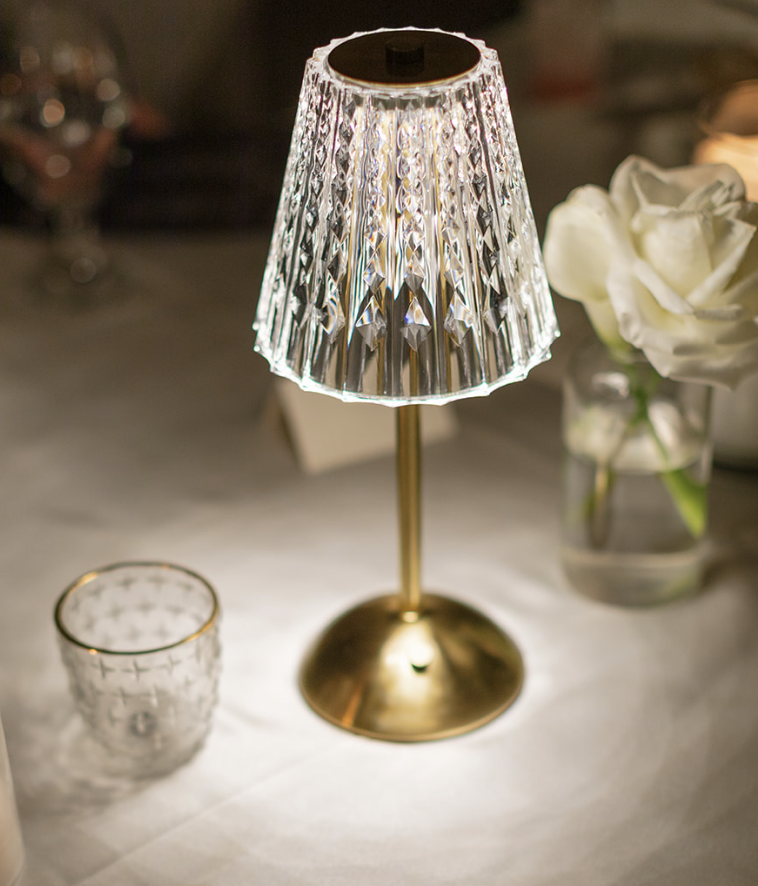 CLEAR AND GOLD LAMP | $12