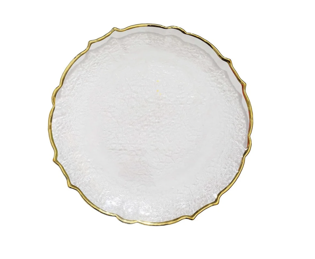 GOLD SCALLOPED GLASS CHARGER | $5