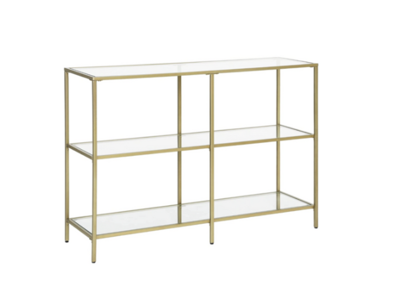 LOW GOLD + GLASS SHELVES | $60