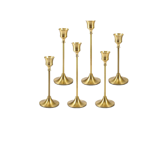 GOLD TAPERED CANDLESTICK HOLDER | $3