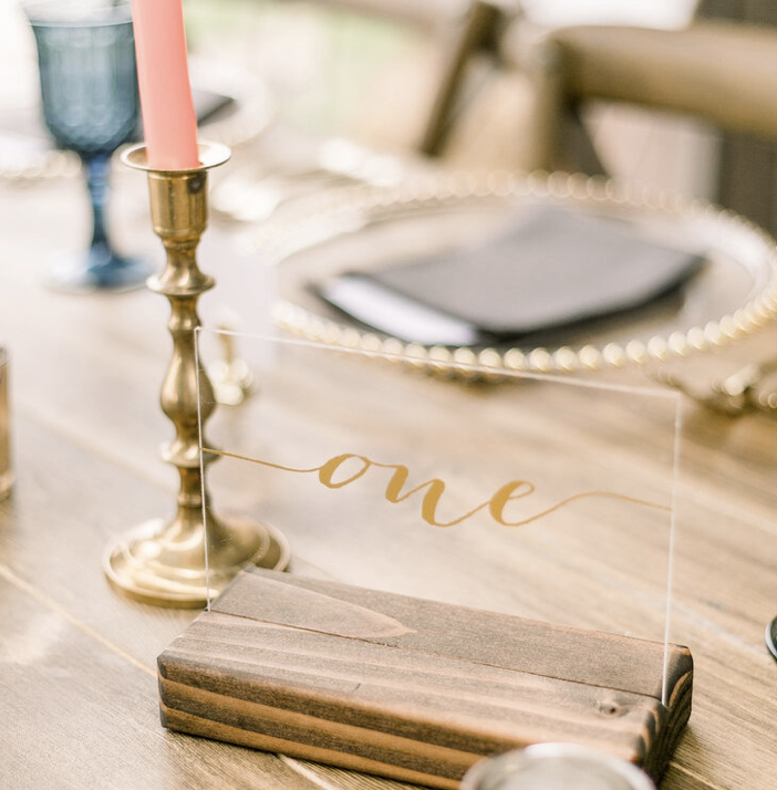 CLEAR ACRYLIC WITH GOLD LETTERING TABLE NUMBERS | $7 EACH