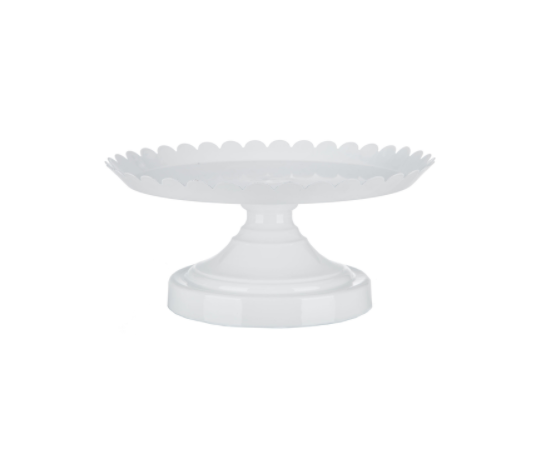 WHITE SCALLOPED EDGE CAKE STAND | $10