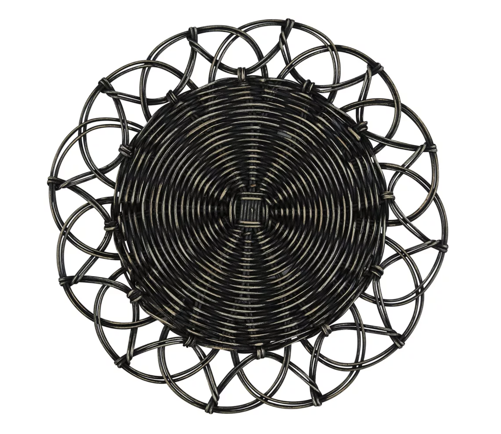BLACK WICKER CHARGER | $4