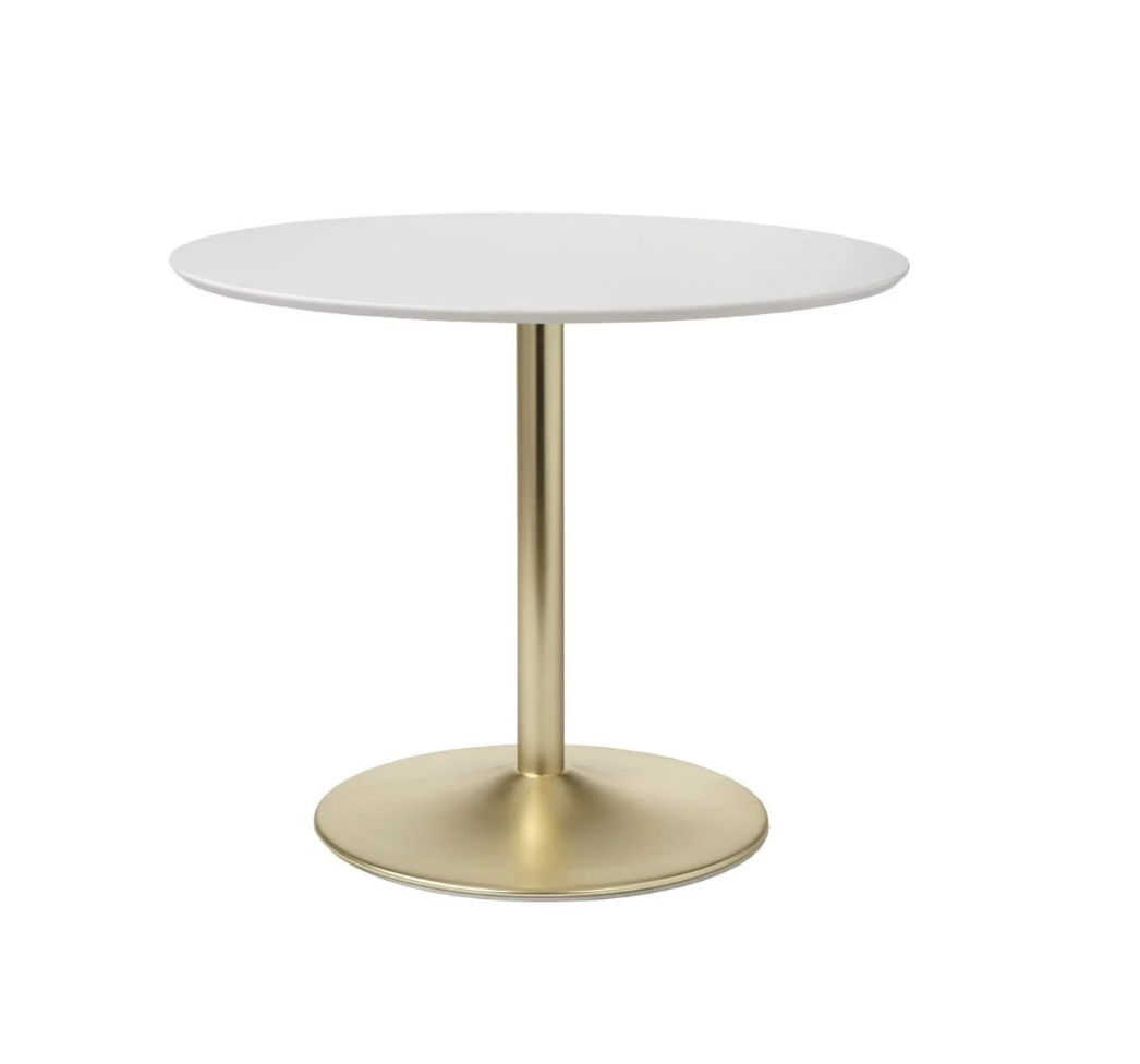 AUDREY WHITE TABLE WITH GOLD BASE | $75