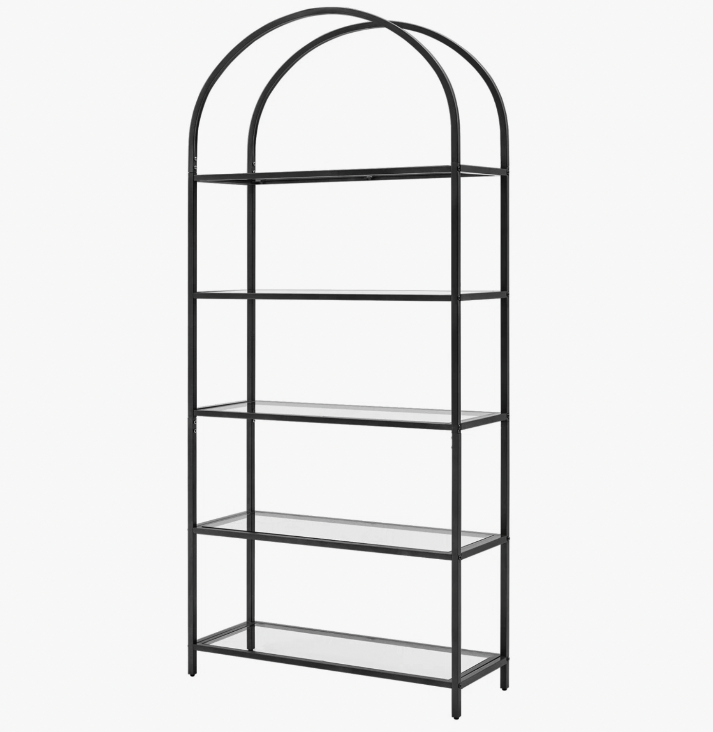ARCHED BLACK + GLASS SHELVES | $125