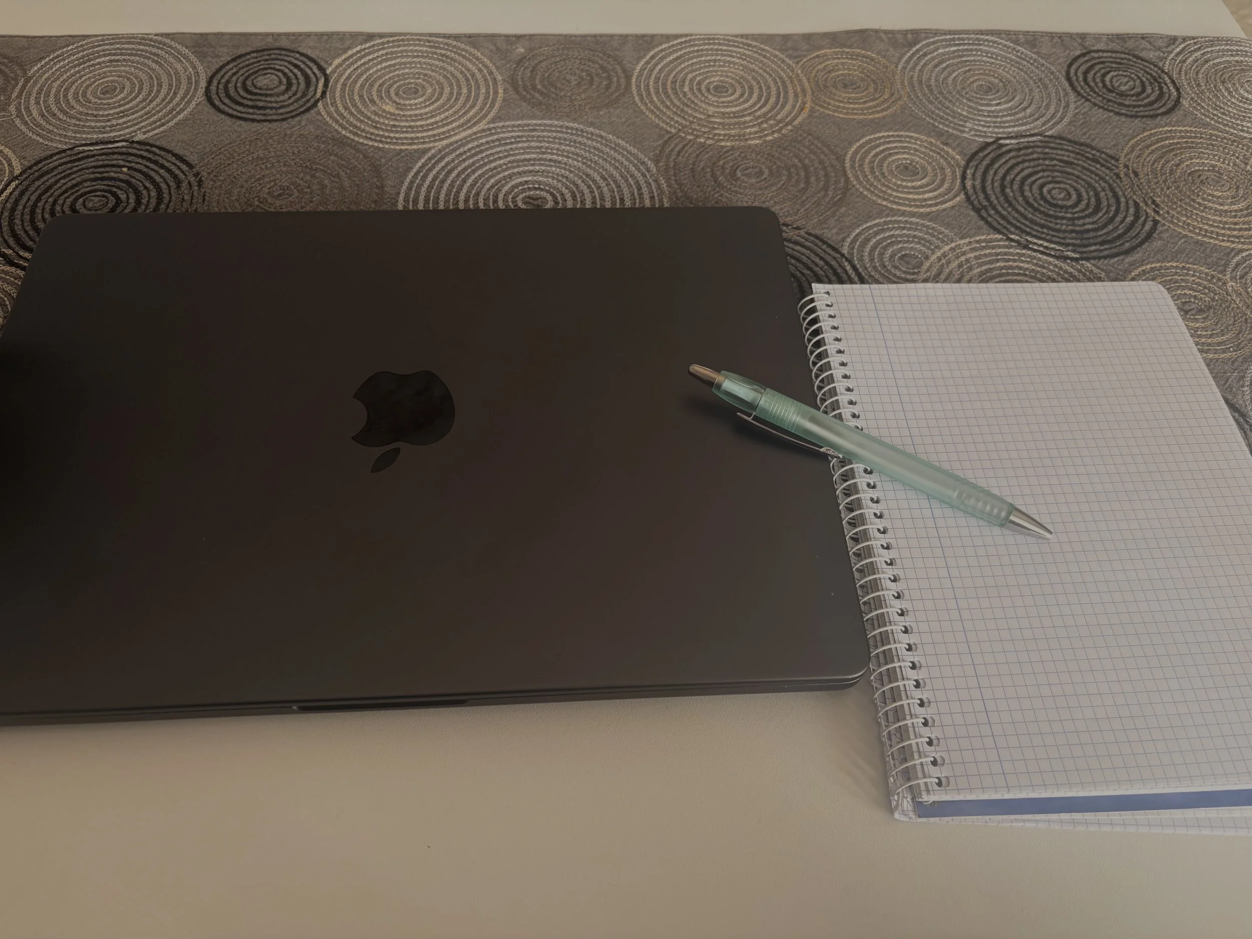 It's my black Macbook Pro with a note book in a blog about how to improve productivity