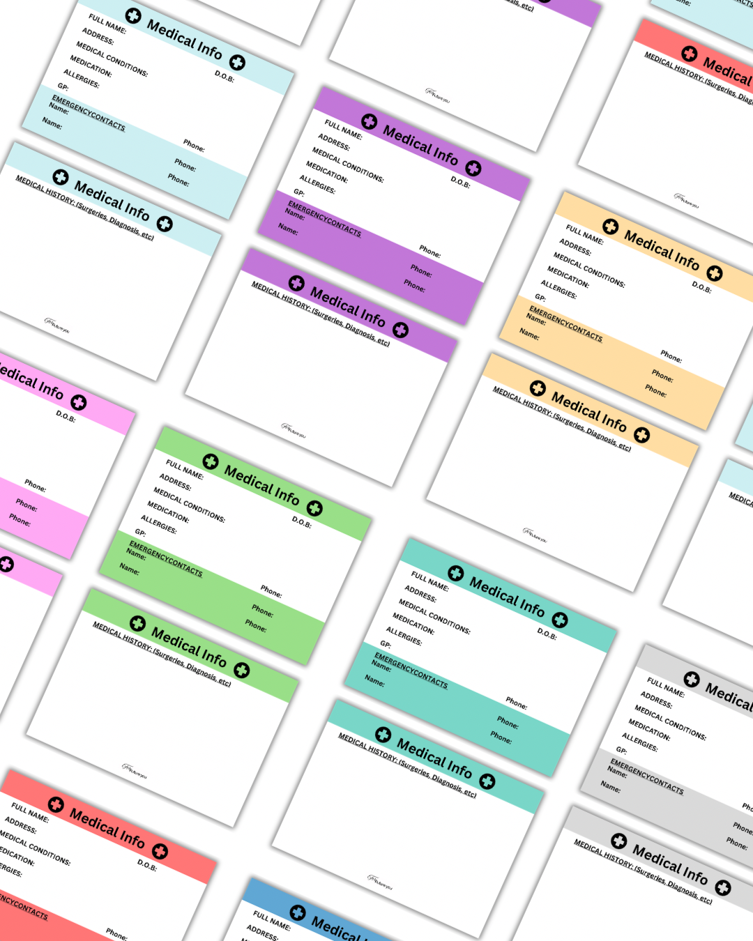 Medical Information Cards Printable Bundle