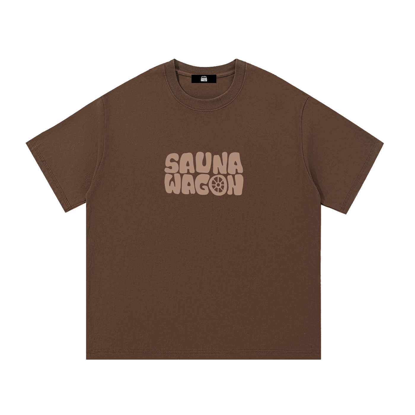 Sauna Wagon 100% Cotton Boxy Oversized Graphic T-Shirt (Coffee)