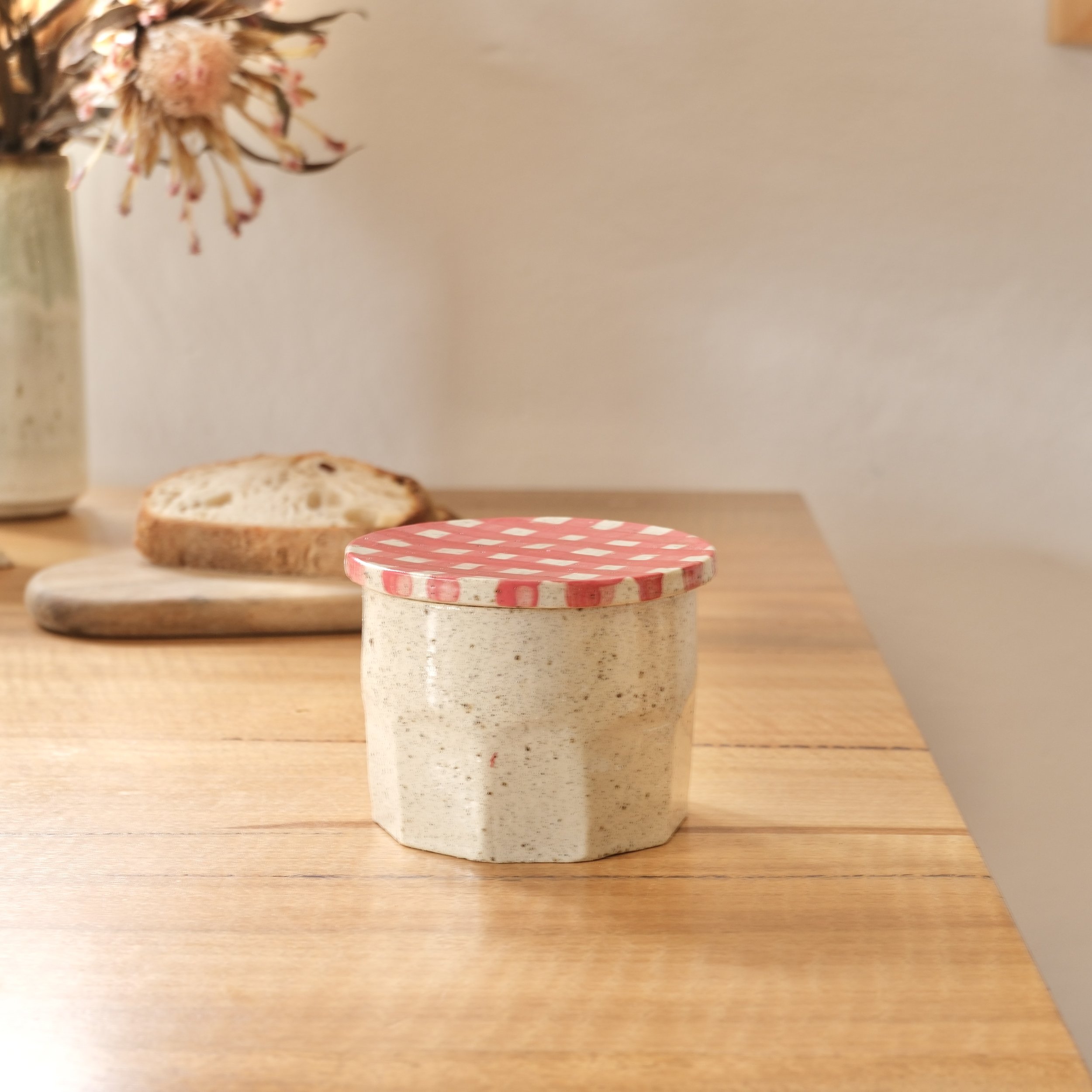 PREORDER - Red Jam Jar Butter Crock
