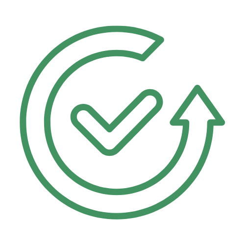 Green circular arrow with checkmark in the center, indicating update or completion.