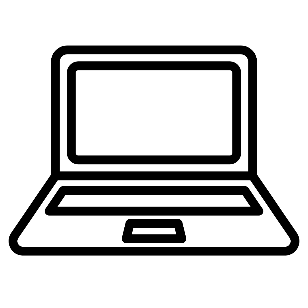 Schwarz-weiß-Icon eines Laptops in einem Kreis