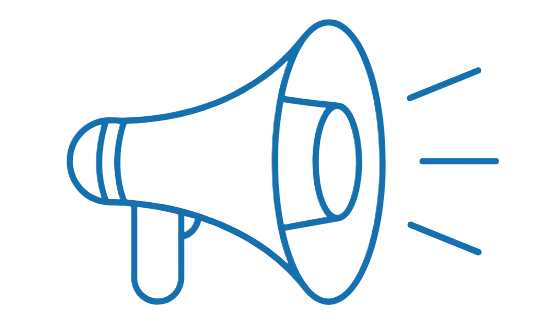 Outline drawing of a megaphone with sound waves emitting from it. People for Democratic AI is the nation's leading organization centered on AI and public advocacy.