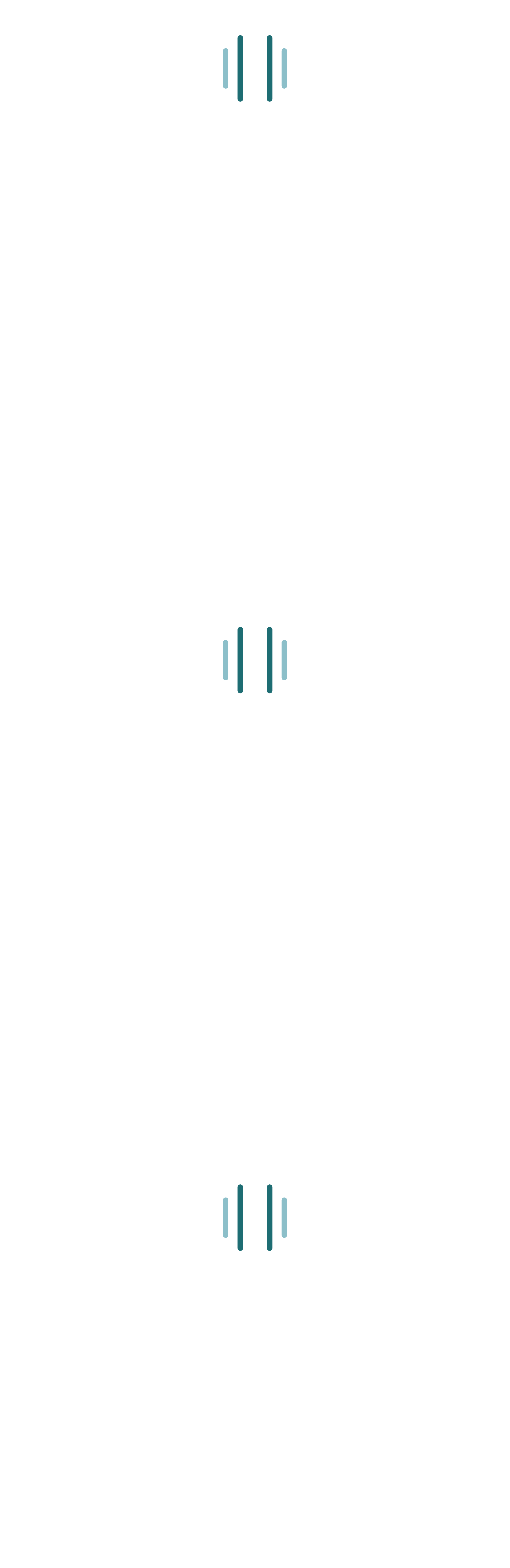 A vertical infographic in German about modern medical topics, featuring icons at the top, middle, and bottom, with text in between. The top and bottom icons are stylized soundwave symbols inside circular outlines.