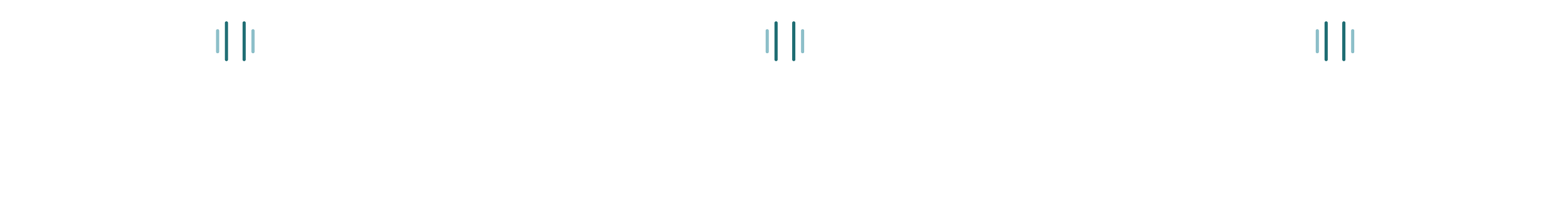 Three sections of a black background infographic with white German text and a circular logo with sound waves at the top of each section.