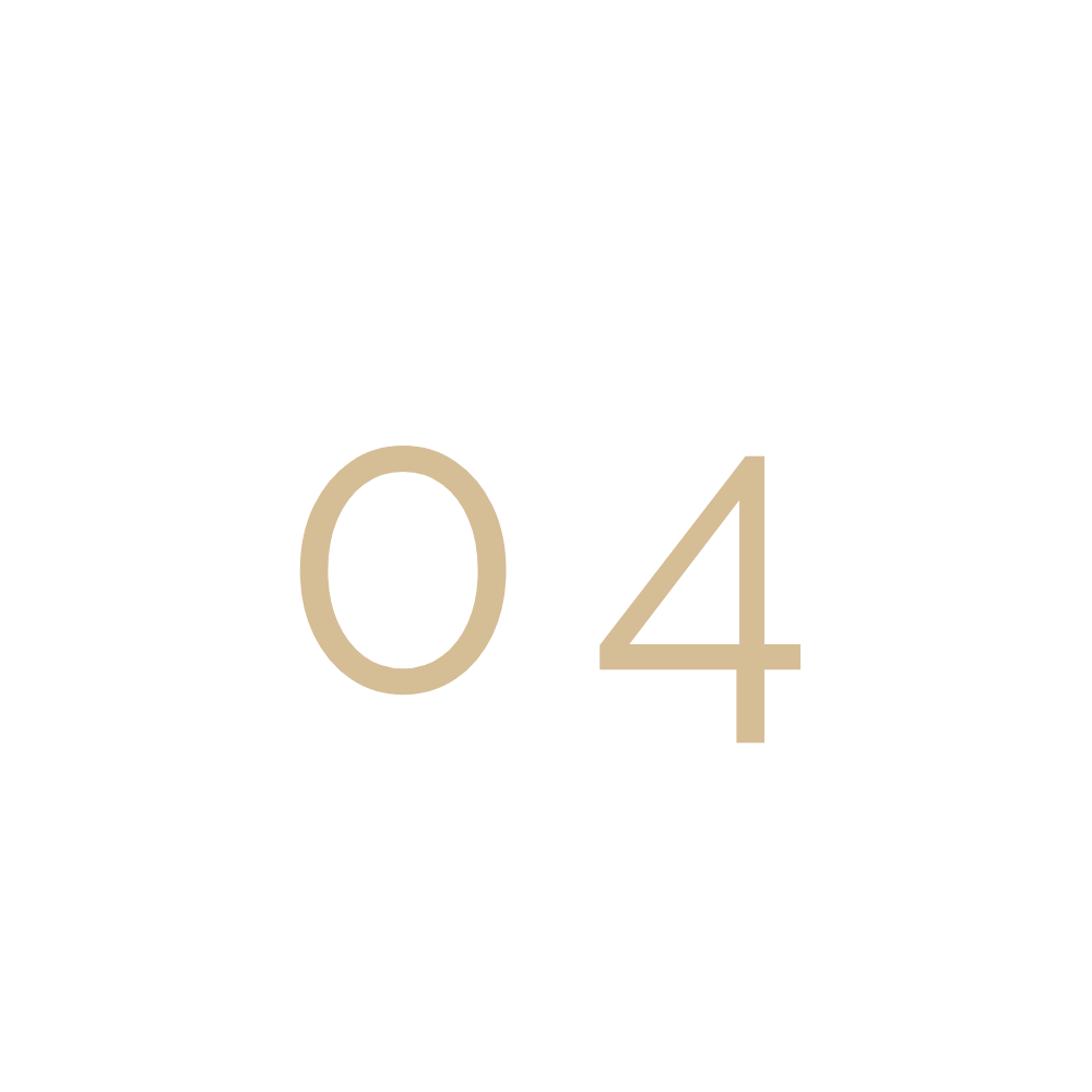 The number 04 with a black background and beige-colored text.