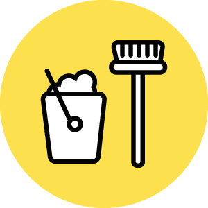 Icon of sudsy bucket and mop