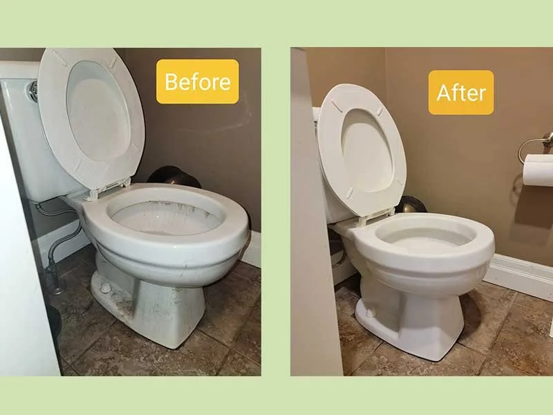 From grime around the base and seat to a fresh, sanitized finish.